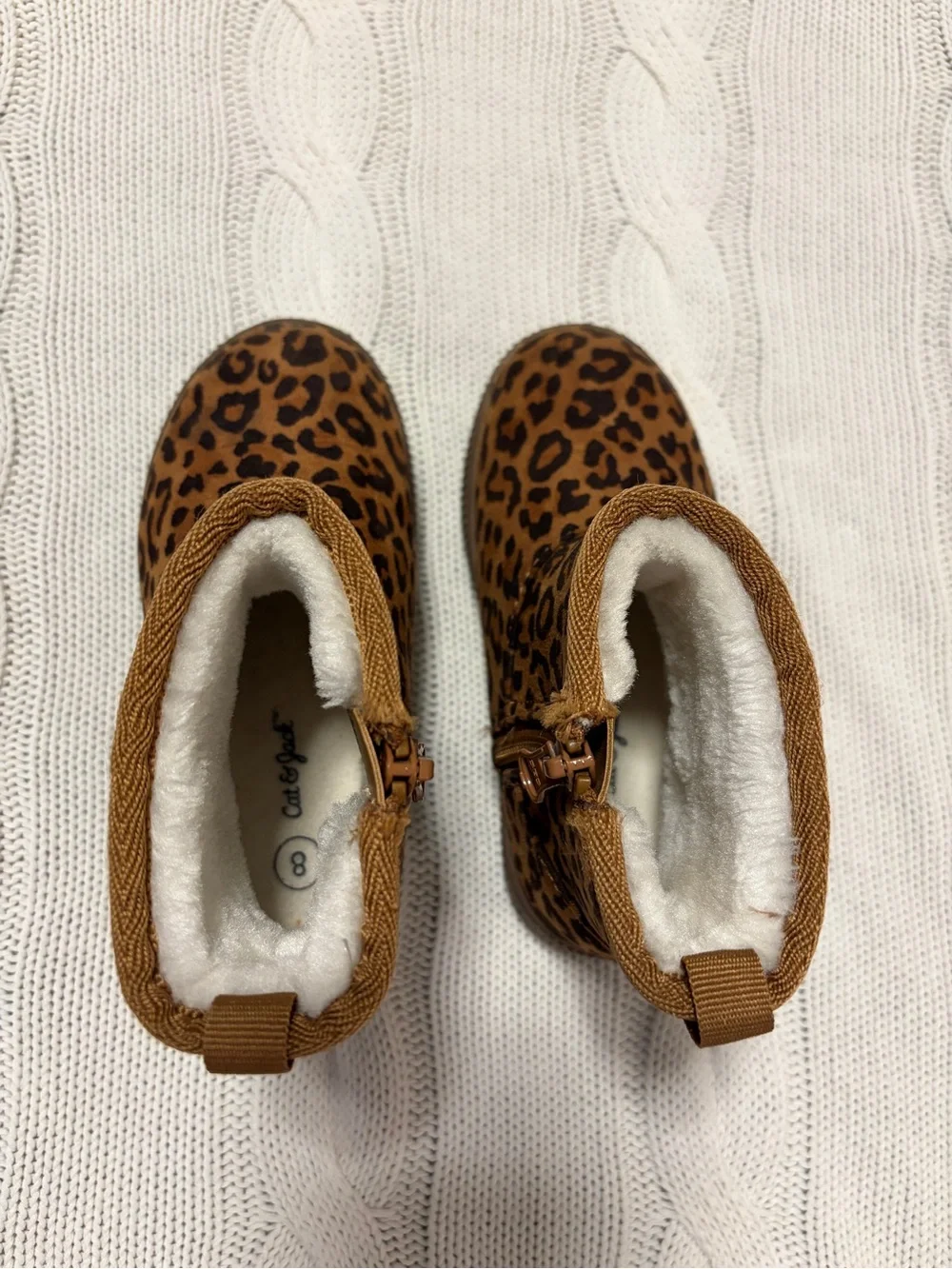 Cat & Jack Toddler Arlo Faux Fur Lined Leopard Print Ankle Boots Size 8